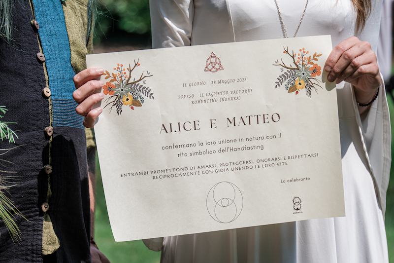 Documento di matrimonio tra Alice e Matteo